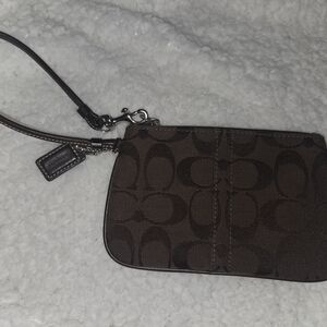 Coach Brown Signature Wristlet